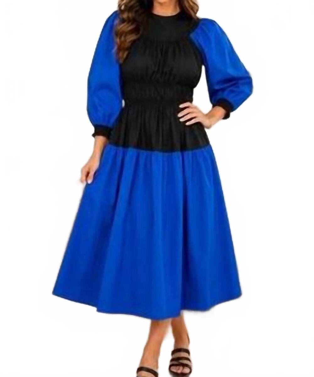 NEW HEYSON shades color block dress in blue